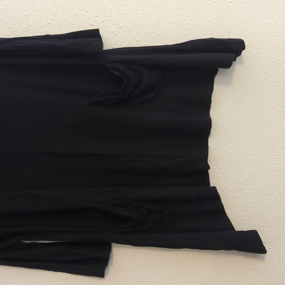 LOGO by Lori Goldstein Medium VNeck Boho Black Top Pockets Asymmetrical Boho - Picture 4 of 9